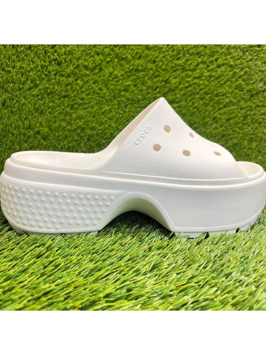 Crocs Shoes - Crocs Stomp Womens Size 9 Ivory Beach Walking Outdoor Platform Slide Sandals